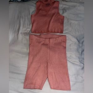 Pine matching shorts set, never worn